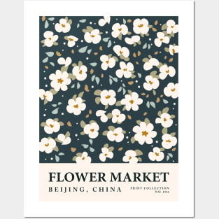 Flower market, Beijing, China, Cute flowers, Asian art, Retro print, Cottagecore aesthetic Posters and Art